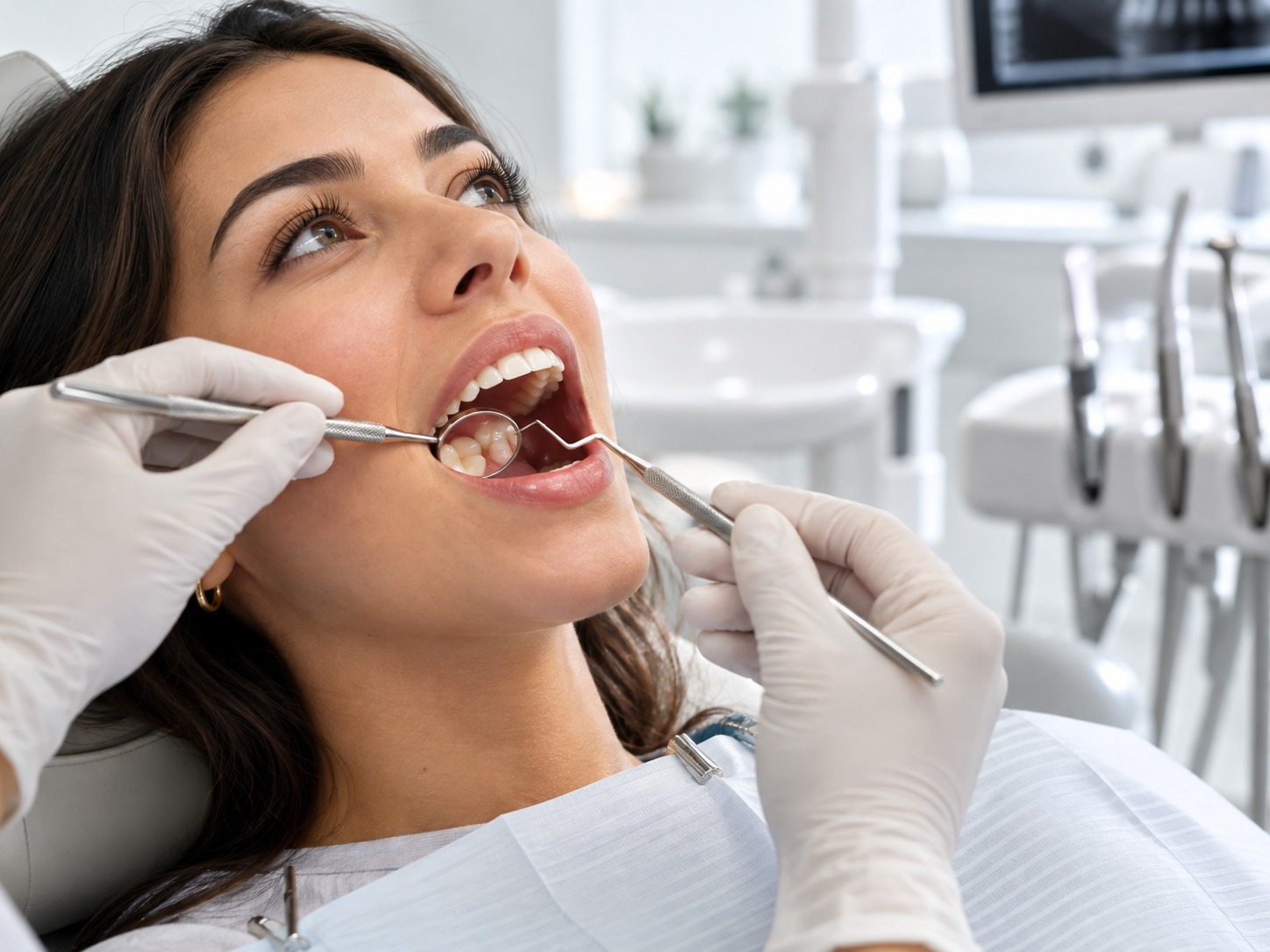Exploración dental de una paciente durante la valoración de las muelas del juicio en Costa Teguise
